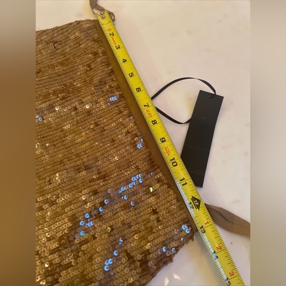 JENNI KAYNE 100% SILK PENCIL MINI SKIRT SEQUINS PARTY GOLD SPARKLY NWT 4 - Picture 4 of 6